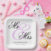 Elegant Minimal Mr. und Mrs. Wedding Napkins Pappteller (Party)