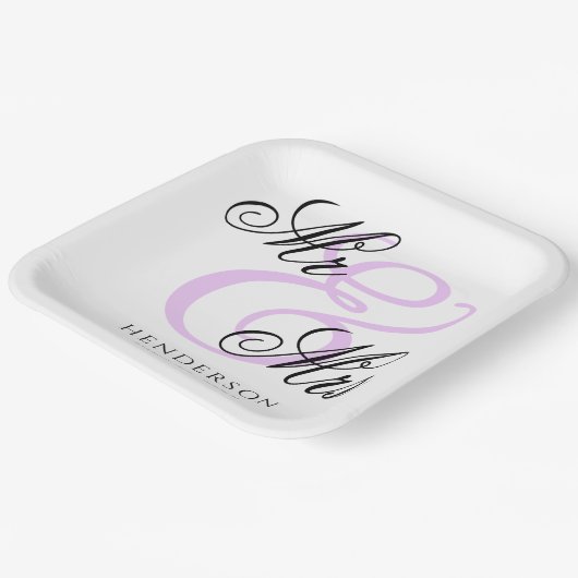 Elegant Minimal Mr. und Mrs. Wedding Napkins Pappteller (Gewinkelt)