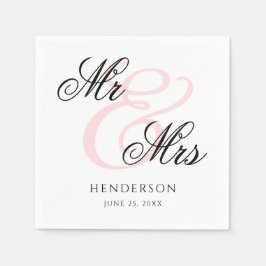 Elegant Minimal Mr. und Mrs. Wedding Napkins Serviette