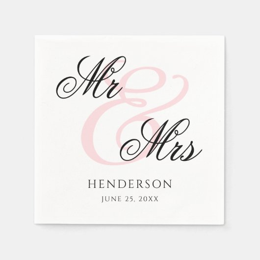 Elegant Minimal Mr. und Mrs. Wedding Napkins Serviette (Vorderseite)