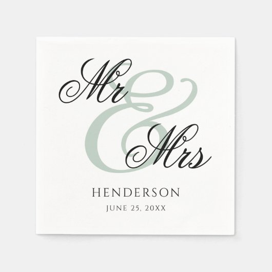Elegant Minimal Mr. und Mrs. Wedding Napkins Serviette (Vorderseite)