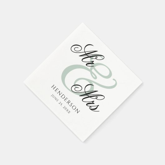 Elegant Minimal Mr. und Mrs. Wedding Napkins Serviette (Ecke)