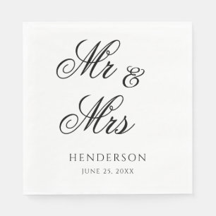 Elegant Minimal Mr. und Mrs. Wedding Napkins Serviette