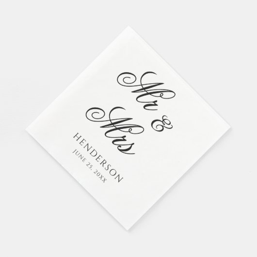 Elegant Minimal Mr. und Mrs. Wedding Napkins Serviette (Ecke)