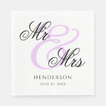 Elegant Minimal Mr. und Mrs. Wedding Napkins