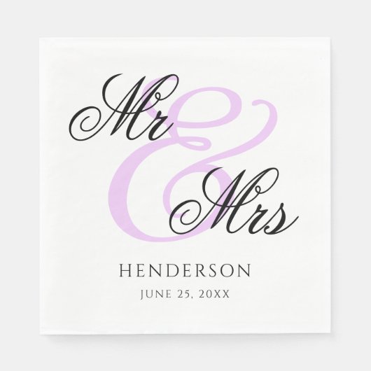 Elegant Minimal Mr. und Mrs. Wedding Napkins Serviette (Vorderseite)
