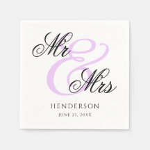 Elegant Minimal Mr. und Mrs. Wedding Napkins