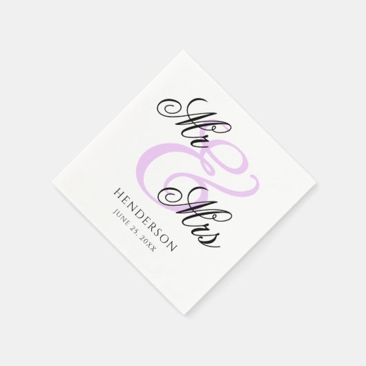 Elegant Minimal Mr. und Mrs. Wedding Napkins Serviette (Ecke)