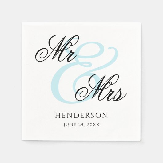 Elegant Minimal Mr. und Mrs. Wedding Napkins Serviette (Vorderseite)