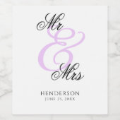 Elegant Minimal Mr. und Mrs. Wedding Napkins Weinetikett (Einzelnes Label)