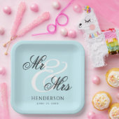 Elegant Minimal Mr. und Mrs. Wedding Pappteller (Party)