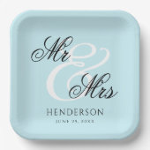 Elegant Minimal Mr. und Mrs. Wedding Pappteller (Vorderseite)