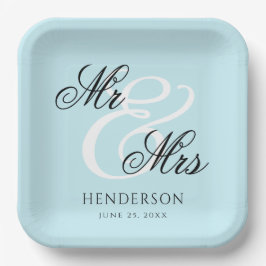 Elegant Minimal Mr. und Mrs. Wedding Pappteller