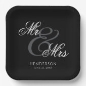 Elegant Minimal Mr. und Mrs. Wedding Pappteller (Vorderseite)