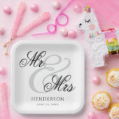 Elegant Minimal Mr. und Mrs. Wedding Pappteller (Party)