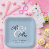 Elegant Minimal Mr. und Mrs. Wedding Pappteller (Party)