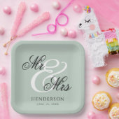 Elegant Minimal Mr. und Mrs. Wedding Pappteller (Party)
