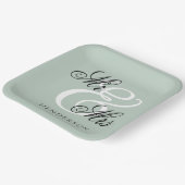 Elegant Minimal Mr. und Mrs. Wedding Pappteller (Gewinkelt)