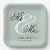 Elegant Minimal Mr. und Mrs. Wedding Pappteller (Vorderseite)