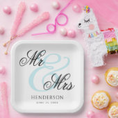 Elegant Minimal Mr. und Mrs. Wedding Pappteller (Party)