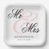 Elegant Minimal Mr. und Mrs. Wedding Pappteller (Vorderseite)