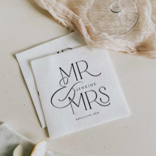 Elegant Minimal Mr. und Mrs. Wedding Serviette