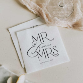 Elegant Minimal Mr. und Mrs. Wedding Serviette