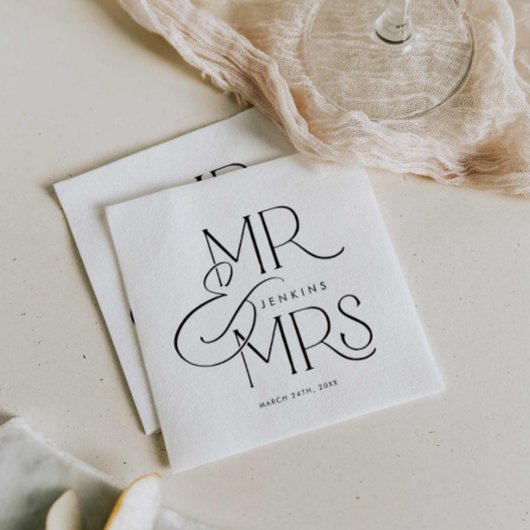 Elegant Minimal Mr. und Mrs. Wedding Serviette
