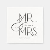 Elegant Minimal Mr. und Mrs. Wedding Serviette (Vorderseite)