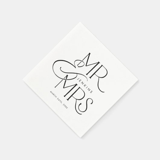 Elegant Minimal Mr. und Mrs. Wedding Serviette (Ecke)