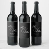 Elegant Minimal Mr. und Mrs. Wedding Weinetikett (Flaschen)