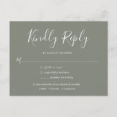 Elegant Minimal Olive Green Wedding RSVP Einladungspostkarte (Vorderseite)