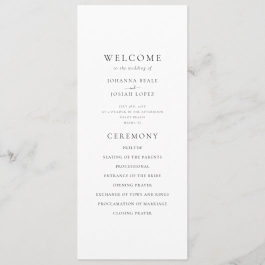 Elegant Minimal Palm Tree Wedding Program Programm (Vorderseite)