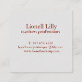 Elegant Minimal Personalisiert Quadratische Visitenkarte (Rückseite)