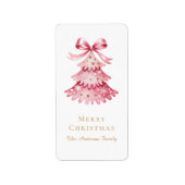 Elegant Minimal Pink Christmas Tree Typography Adressaufkleber (Vorne)