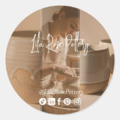 Elegant Minimal Pottery Photo Collage Packaging Runder Aufkleber (Vorderseite)