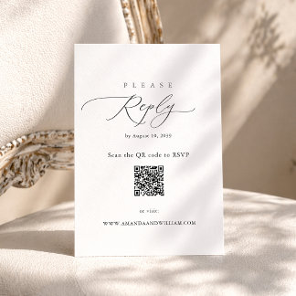 Elegant Minimal QR RSVP Card  Begleitkarte