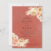 Elegant, minimal, Rost, Pfirsich, Blütencreme Einladung (Vorderseite)