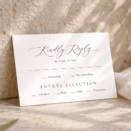 Elegant Minimal RSVP Card with Meal Choice Begleitkarte