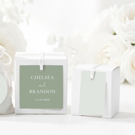 Elegant Minimal Rustic Sage Green Script Wedding Geschenkanhänger