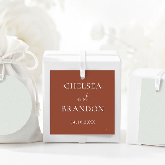 Elegant Minimal Rustic Terracotta Script Wedding Geschenkanhänger