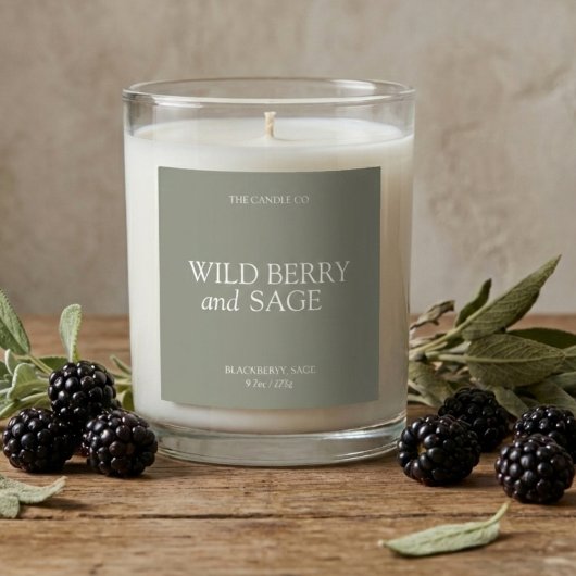 Elegant Minimal Sage Green Candle Quadratischer Aufkleber