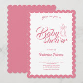Elegant Minimal Scalloped Baby Shower Invitation Einladung (Vorne/Hinten)