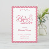 Elegant Minimal Scalloped Baby Shower Invitation Einladung (Stehend Vorderseite)