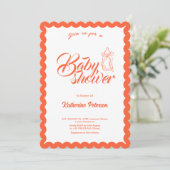 Elegant Minimal Scalloped Baby Shower Invitation Einladung (Stehend Vorderseite)