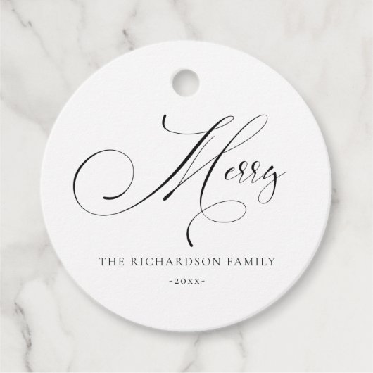 Elegant Minimal Script Frohe Weihnachtsgrüße Geschenkanhänger (Vorderseite)