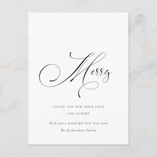Elegant Minimal Script Frohe Weihnachtsgrüße Postkarte (Vorderseite)