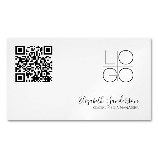 ELEGANT MINIMAL SCRIPT QR CODE Business MAGNET (Vorderseite)
