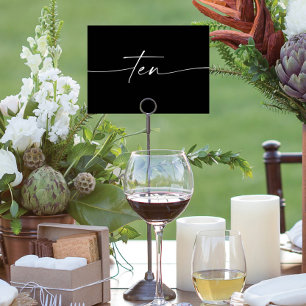 Elegant Minimal Script Table Cards Numbers Ten Tischnummer