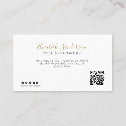 ELEGANT MINIMAL SCRIPT YOUR QR CODE Business Card Visitenkarte (Rückseite)